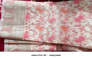 Peach Organza Brasso Saree