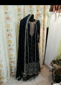 Elegant Navy Blue Embroidered Dress