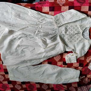Elegant White Embroidered Kurta Set