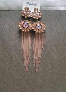 Glamorous Blush Crystal &amp; Chain Earrings