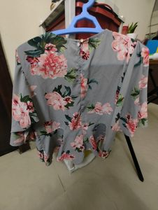 Grey Floral Top