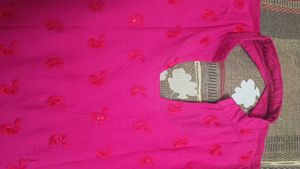 Rani Pink Backless Shoulderoff Kurti