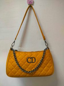 Yellow 'CD' Quilted Shoulder Bag