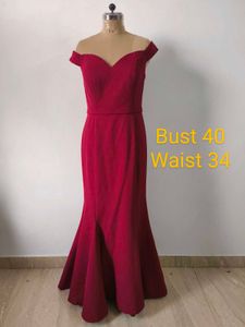 Maroon Off-Shoulder Mermaid Gown