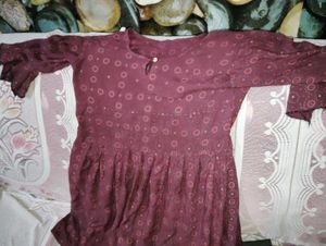 Maroon Printed Dress