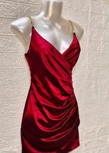 Red Satin Mini Dress