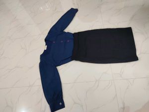 Navy Blue Top With Straight Skirt For Classy Look