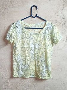 Ladies See-through Fashion Lace Top Multicolour