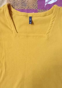 Mustard Ribbed Square Neck Top