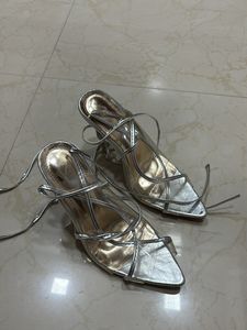 Pinterest silver lace Up heels
