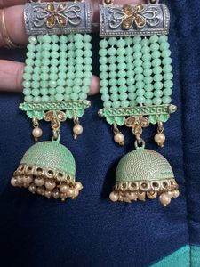 Unique Long Earring Light Green Colour