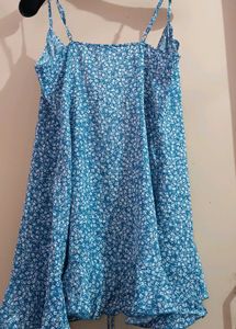 Blue Floral Ruffle Top