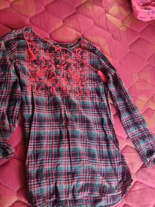 Plaid Embroidered Tunic