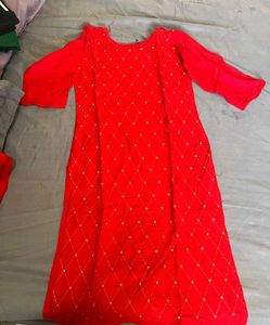 Red Embroidered Kurti