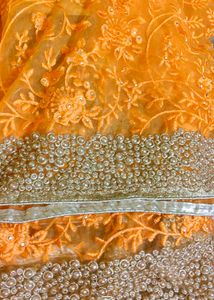 Orange Embroidered Saree