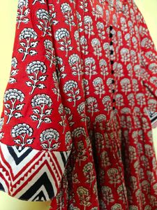 Red Ethnic Print Cotton Dress