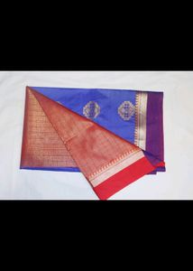 Red and Blue Silk Saree
