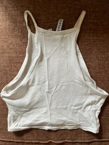 White Solid Crop Top