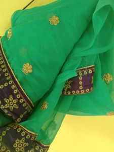 Green Embroidered Saree