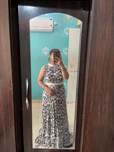 Floral Navy &amp; White Maxi Dress