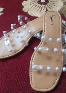 Pearl Embellished Flat Sandals