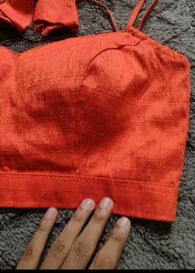sale Orange Blouse with Tie