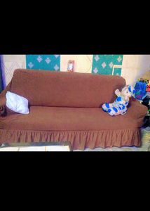 Brown Geometric Sofa Cover