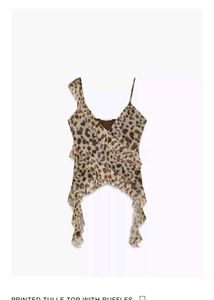 ZARA Leopard Ruffle Tulle Top