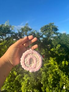 Crochet Cream Roll Key Chain