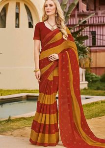 Elegant Red & Gold Saree
