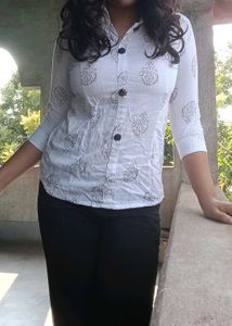 Stylish White Printed Top