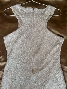 White Sequin Sheath Dress