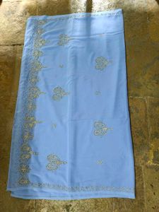 Elegant Blue Zardosi Zari Work Saree