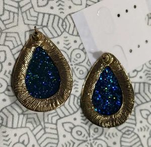 Diamond Stud Jhumki In Hoops And Blue Tops