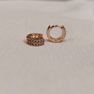 Rose Gold Pave Hoop Earrings