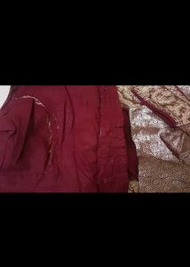 Burgundy &amp; Gold Embroidered Fabric