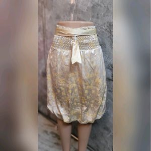 Beige Printed Skirt