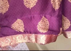 Beautiful Purple Saree With Stiched Blouse