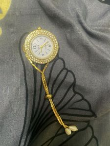 Gold Diamond Pearl Watch