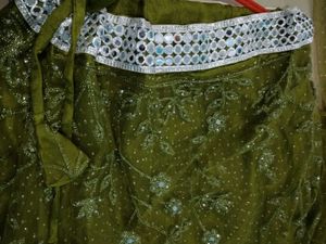 Olive Green Embroidered Lehenga Set