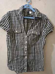 Black and White Women Check Shirt