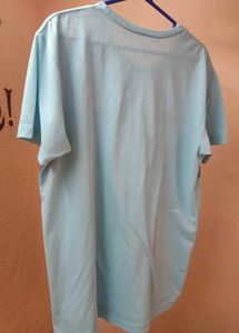 MEN Solid Round Neck Light Blue T-Shirt