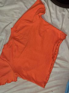 Ribbed Orange T-Shirt