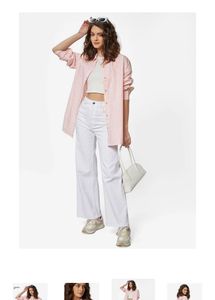 Peach Striped Boyfriend Fit Shirt