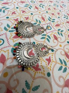 Two Pair Silver Jhumka Earrings
