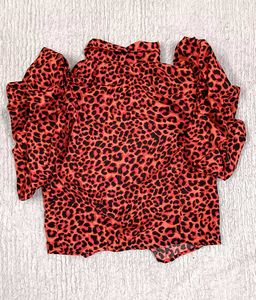 Leopard Print Ruffle Sleeve Top