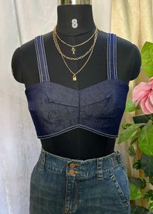 Dance with me - crop top in denim blue
