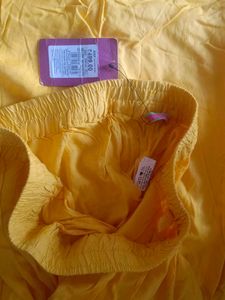 Yellow Elastic Waist Pants