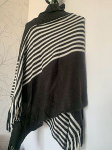 Grey White Poncho