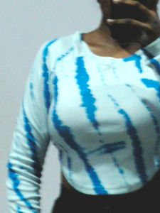 Blue Tie-Dye Cropped Long Sleeve